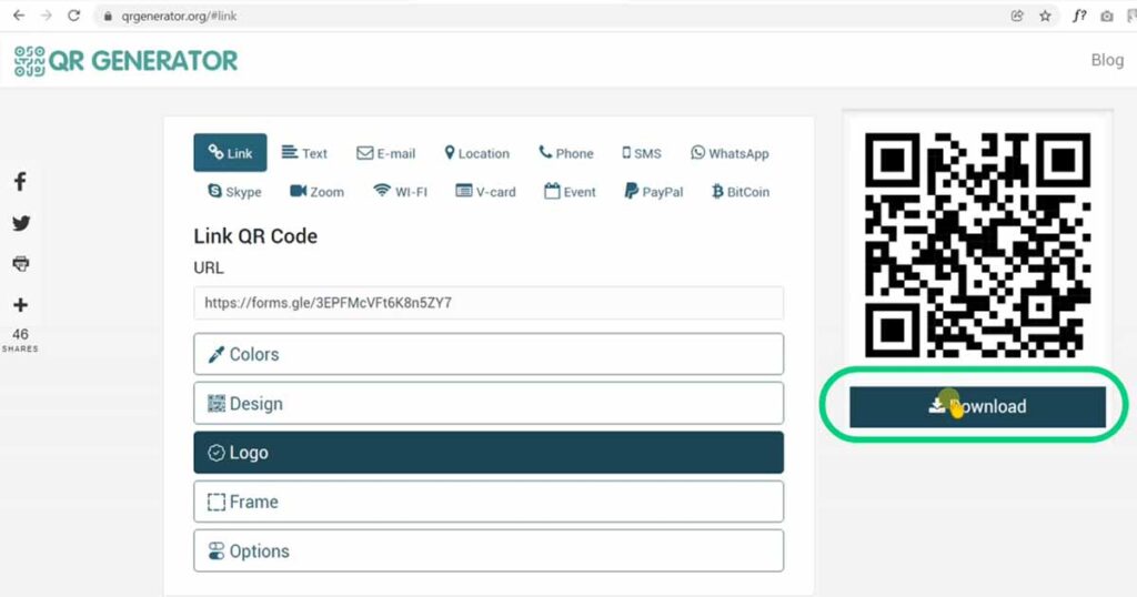 Download Google forms QR code