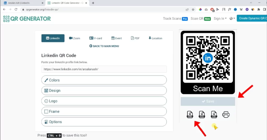 downloading QR code