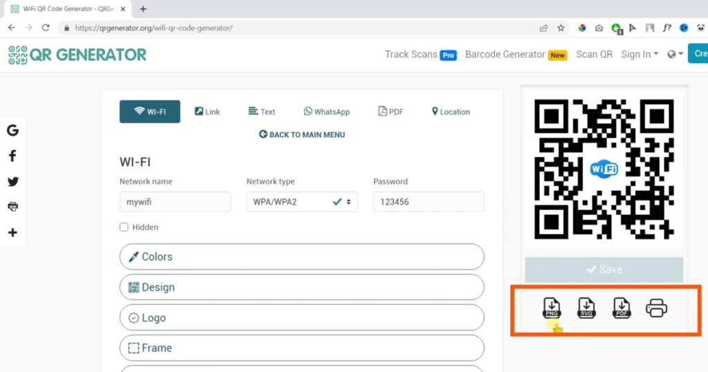 downloading qrcode