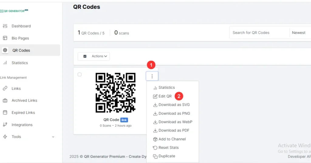 Edit QR code data