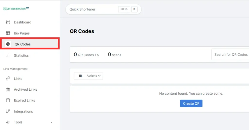 Create QR code interface