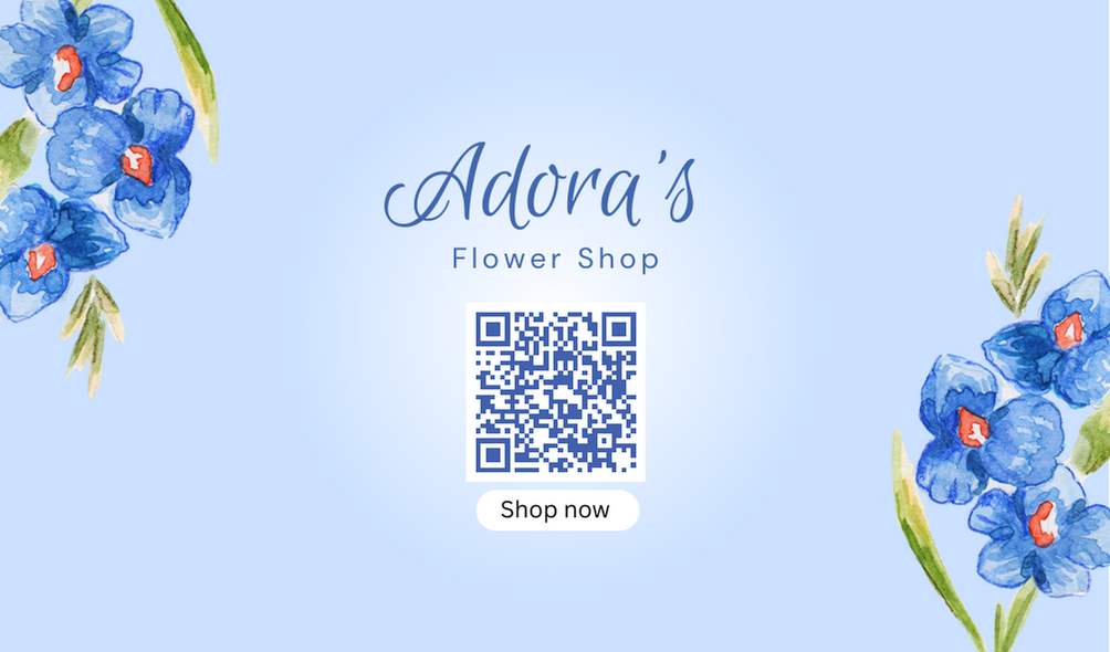 Flowers shop business card with QR code